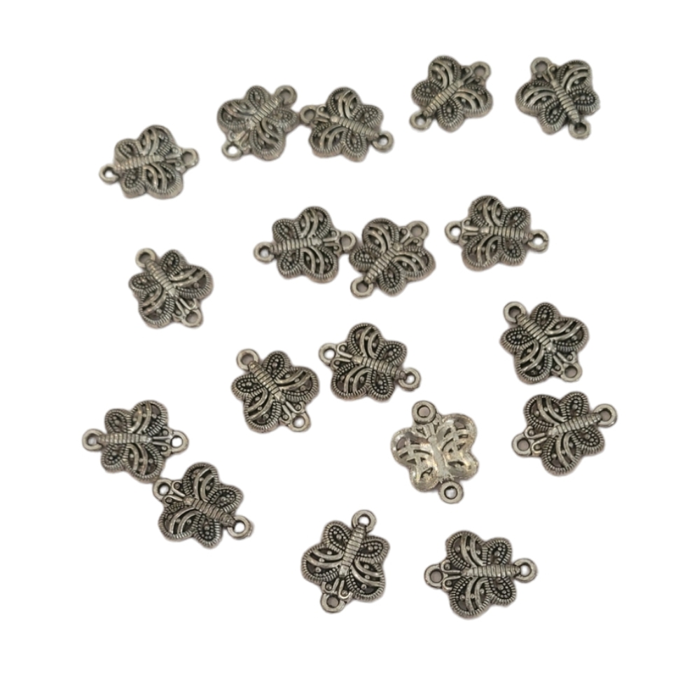 18 Piece Antique Silver Tone Butterfly Connectors for Jewelry Making